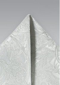 Zakdoek zijde paisley patroon oud wit