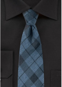 Stropdas Glencheck Patroon Mat Blauw met...