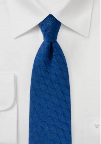 Krawatte Wellen-Rauten royalblau mit Wolle