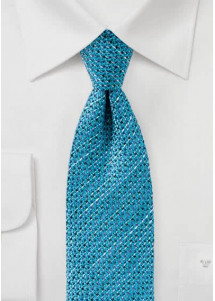 Stropdas turquoise blauwe structuur