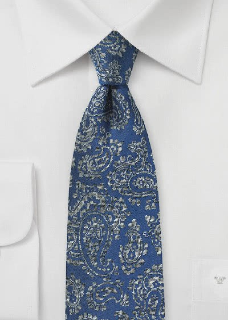 Tie paisley motief koningsblauw