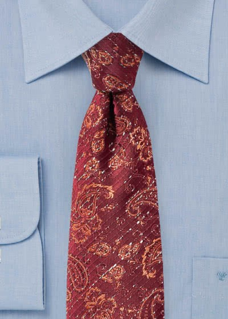 Stropdas paisley patroon rood zalm