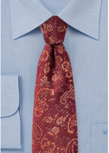 Stropdas paisley patroon rood zalm