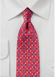 Stropdas bloemen ornamenten rood