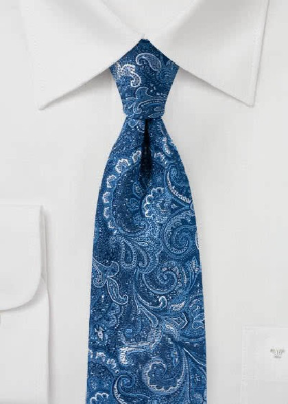 Überschäumende Paisley-Motiv-Krawatte ultramarin