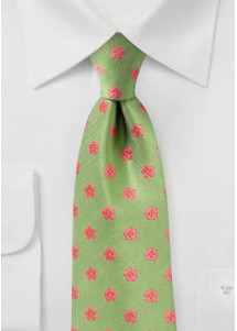 Stropdas Retro Stijl Bloemen Kostbaar Groen