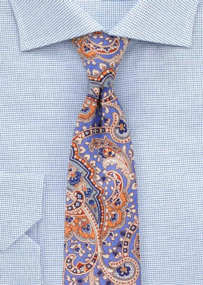 Zakelijke stropdas paisley patroon hemelsblauw