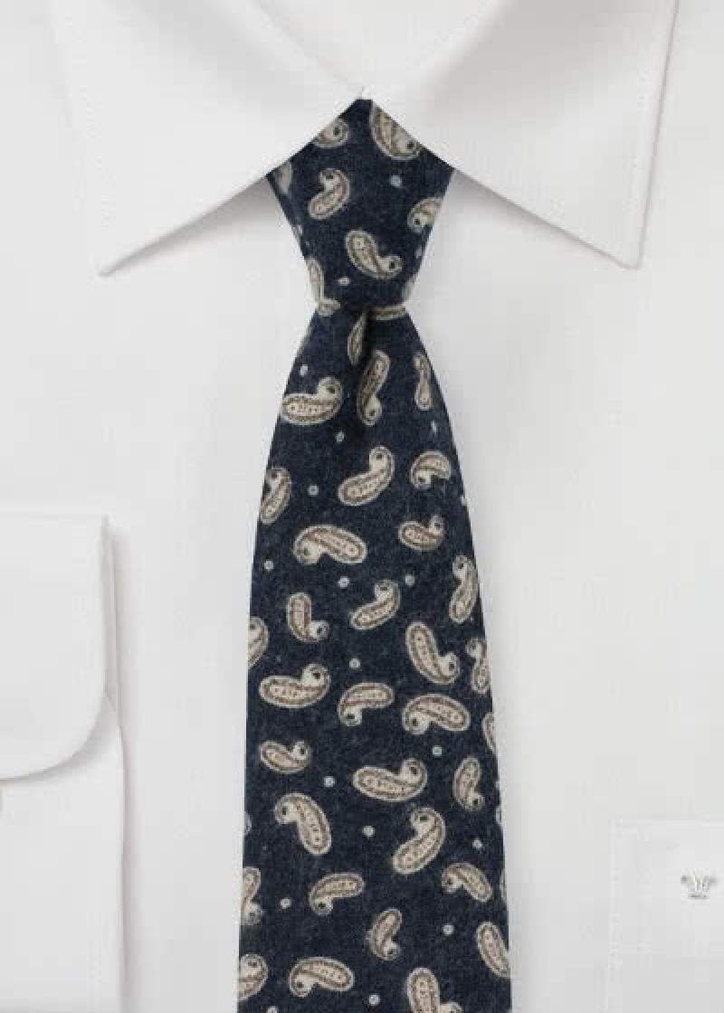 Paisley heren stropdas katoen marine