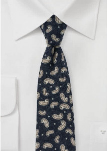 Paisley heren stropdas katoen marine