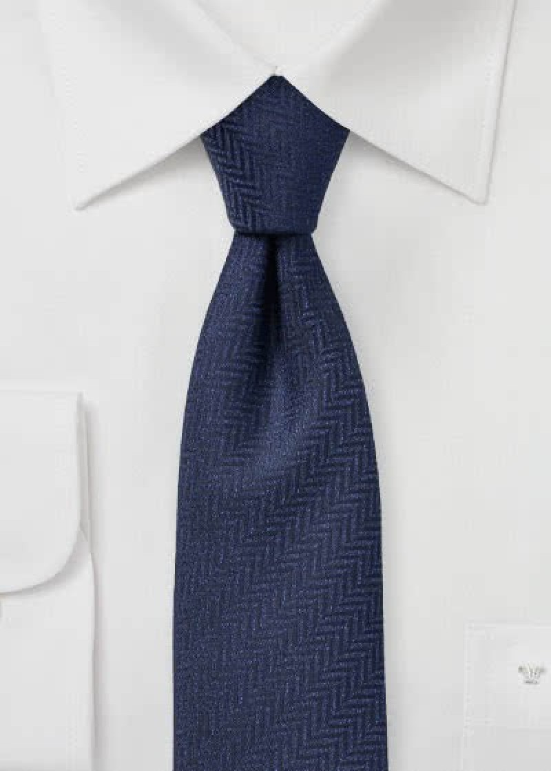 Visgraatstropdas donkerblauw