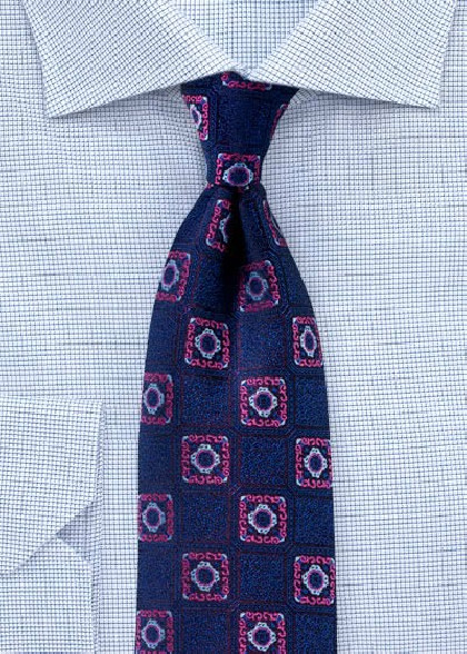 Herrenkrawatte Ornamenturen navy