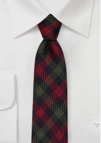 Wollen stropdas groen medium rood geruit